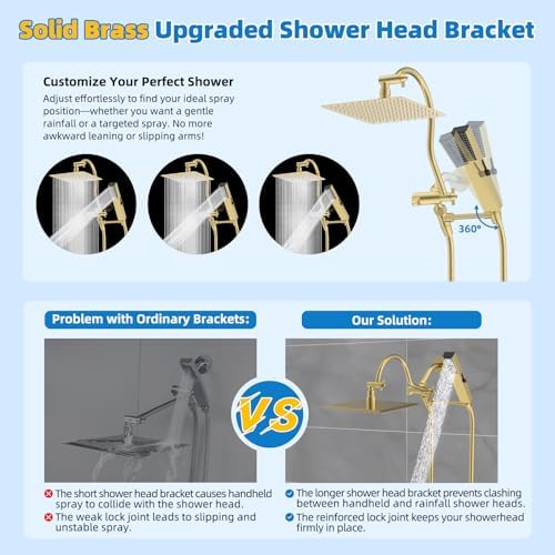 Hibbent All Metal Shower Head with Handheld Wand