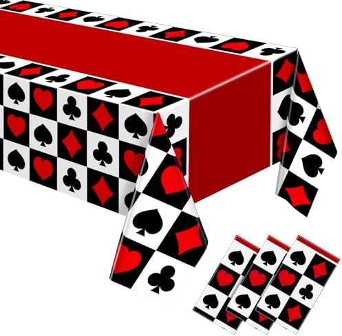 Hosuly 3 Pcs Casino Theme Tablecloths Poker Table Cover Plaid