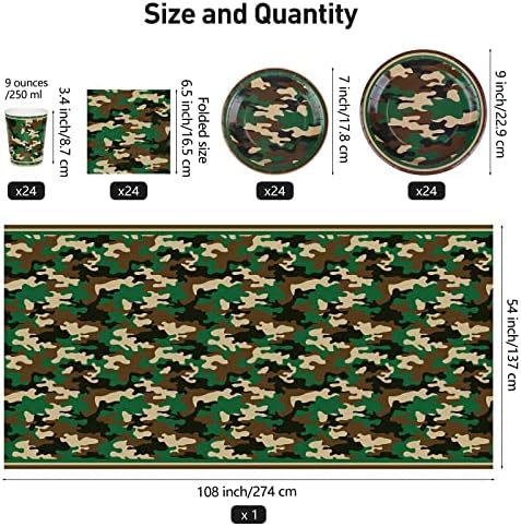 Durony 97 Piece Camouflage Party Supplies Set