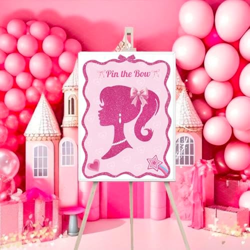 Pink Bow Pin the Tail Game Party Favor Set