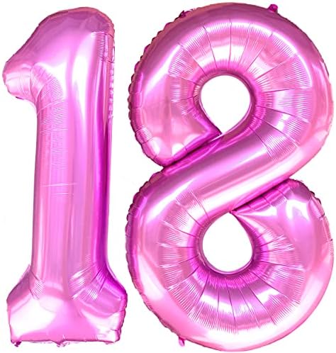 Sweet 18 Pink Balloons 40 Inch for 18th Birthday Party Decorations