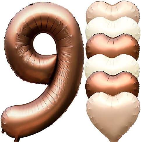 Jonhamwelbor 40 Inch Coffee Brown Number 9 Balloon Set