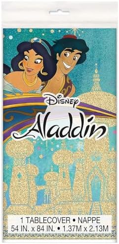 Multicolor Plastic Disney Aladdin Table Cover 54x84 Reusable