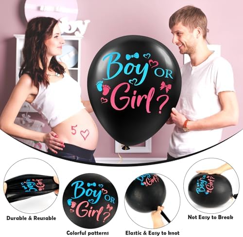3Pcs Jumbo Gender Reveal Balloons 36 Inch Blue Pink Confetti Baby Shower Decor