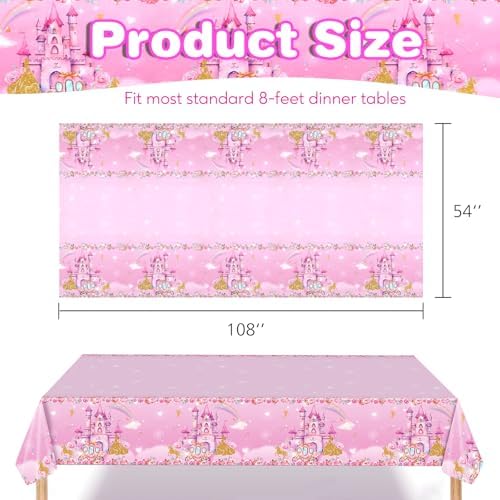 3PCS Pink Princess Tablecloths for Birthday Party Decor