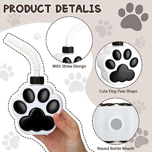 Zubebe 24 Pcs Dog Paw Cups with Straws and Lids