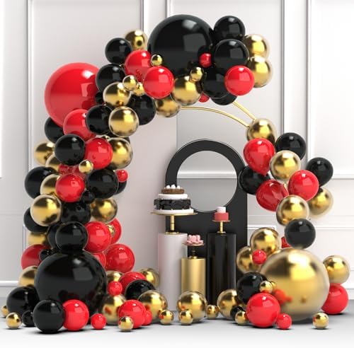 Red Black Gold Balloon Arch Kit for Parties