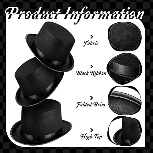 Loopeer 12 Pcs Black Felt Magician Hats for Men Women