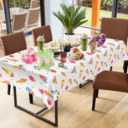 Ice Cream Themed Tablecloth 2 Pcs for Birthday Party