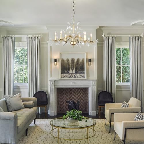 Zicbol 6-Lights Gold Vintage Crystal Chandelier Fixture