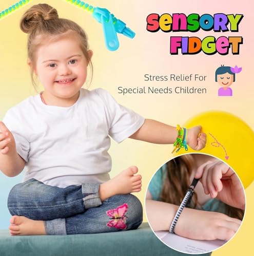 UpBrands 48 Fidget Zipper Bracelets Sensory Toy Set