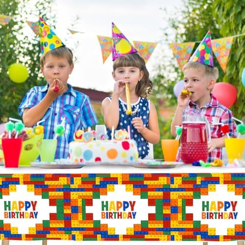 3 Pcs Block Themed Tablecloths for Parties and Weddings