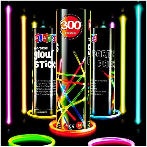 Play22 300 Pc 8 Ultra Bright Glow Sticks Bulk Party Pack