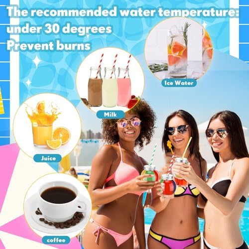 Baderke 12 Pack Beach Ball Cups with Straws and Lids