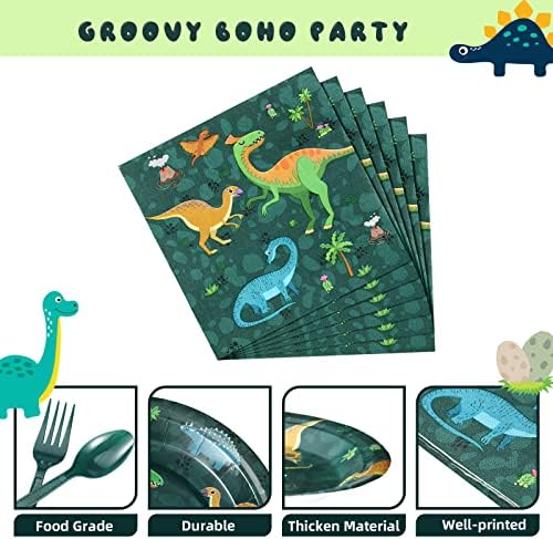 Yingzhao 240 Pcs Dinosaur Themed Disposable Plates Set for 40 Guests