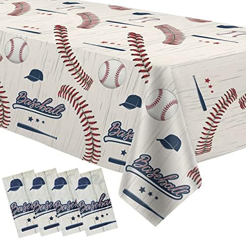 Baseball Party Tablecloth 4 Pack Red Blue Rectangular