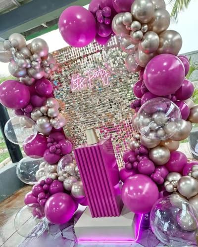 Hot Pink Silver Balloons Decorative Kit for Party Arch