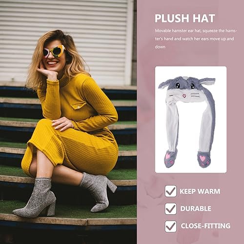 Plush Hamster Ears Moving Party Hat for Kids and Adults