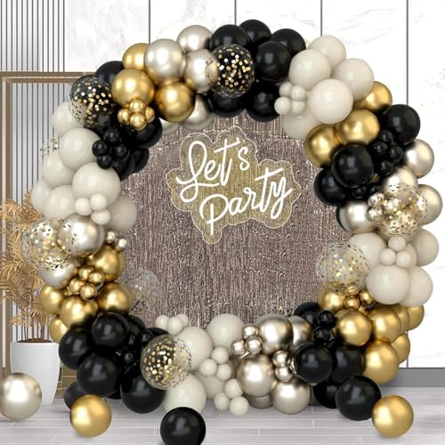Black and Gold Balloon Garland Arch Kit for 50th Birthday Decorations