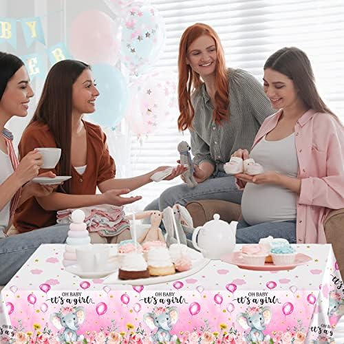 3 Pack Elephant Baby Shower Tablecloth - Pink 54x108 Inches