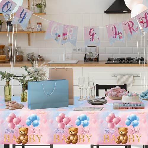 3 Pcs Bear Baby Shower Tablecloths 54x108in