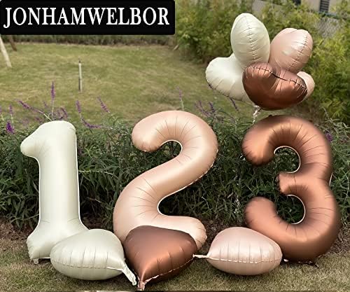 Jonhamwelbor 40 inch Number 3 Balloon with Heart for 3rd Birthday Decor