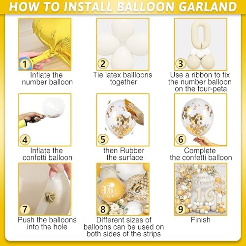 16th Birthday Balloons Garland Arch Kit with Number 16 Foil Balloons