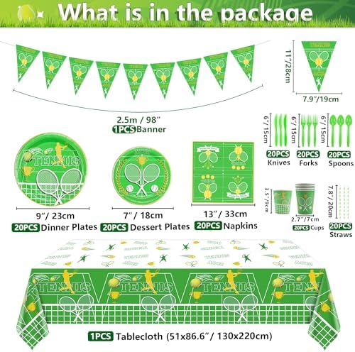 Tennis Themed Party Decor Set for 20 Guests