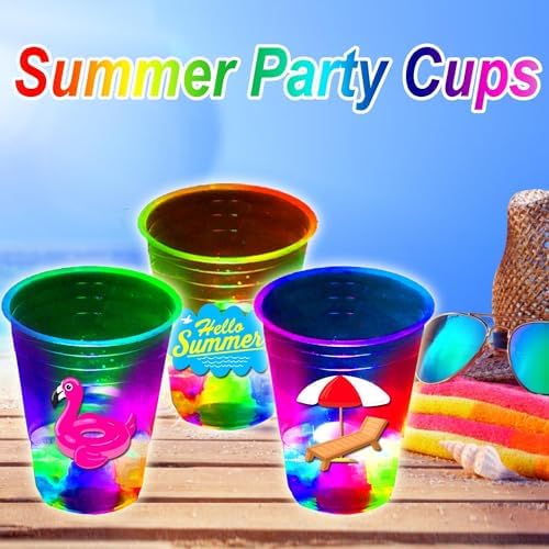 40 Pcs Glowing Beach Party Cups with LED Lights