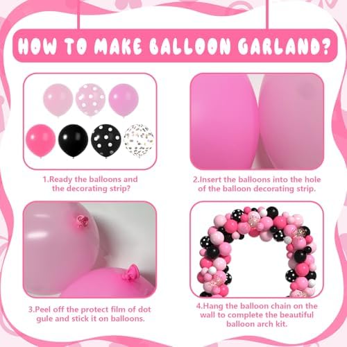 Pink Mouse Balloons Arch with Heart and Bow Tie Foil Balloons