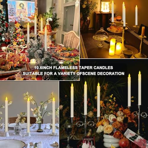 Wemarry Flameless Taper Candles 106 6 Pack with Remote Timer