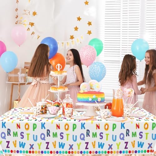 3Pcs Alphabet Plastic Tablecloth for Kids Parties
