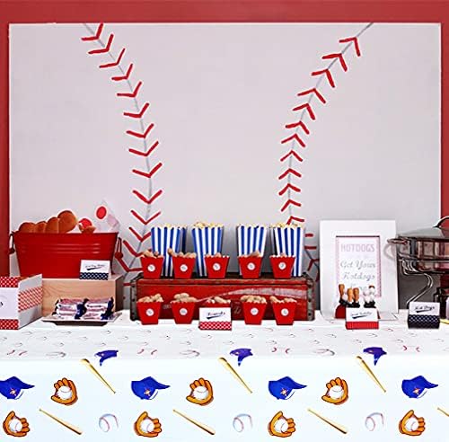 4 Pack Baseball Themed Tablecloth for Sports Birthday Party