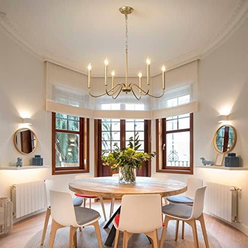 Generies 6 Light Antique Spray Gold Farmhouse Chandelier