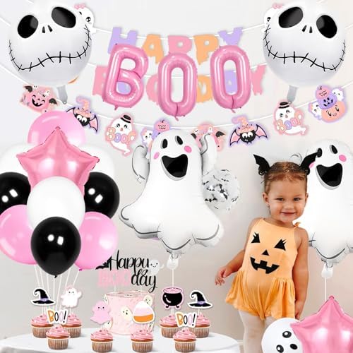 Pink BOO Balloons Halloween Party Decorations