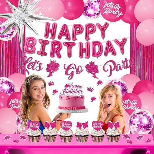 Hot Pink Birthday Decorations for Girls - 110PCS Balloons Arch Kit