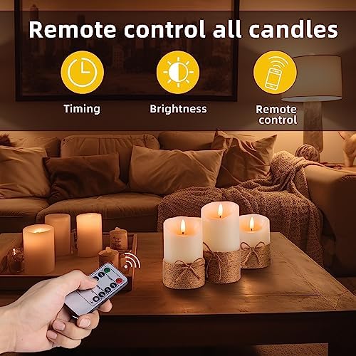 Flameless Candles Set with Remote Control and Timer 4 5 6 Pack of 3