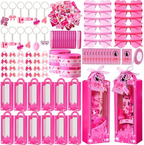 Geiserailie 147 Pcs Hot Pink Princess Party Favor Set