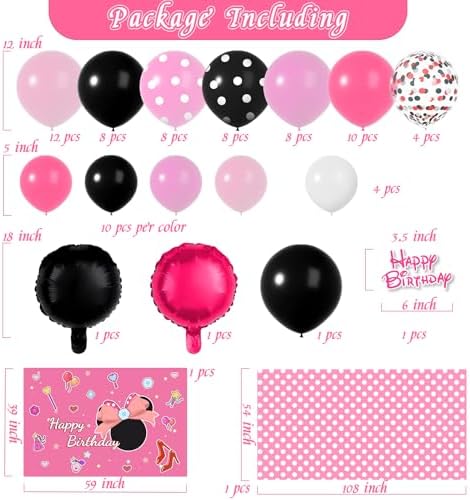 Pink Mouse Balloon Arch Kit with Backdrop and Tablecloth