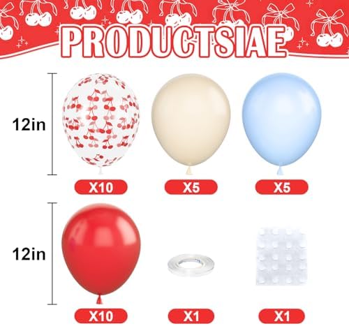Cherry Print Balloons Blue and Red 30Pcs Party Decorations