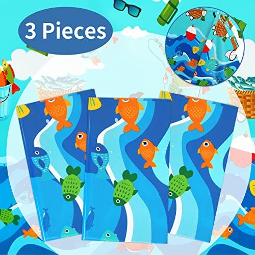 3 Pack Gone Fishing Tablecloths for Fishing Themed Birthday Party