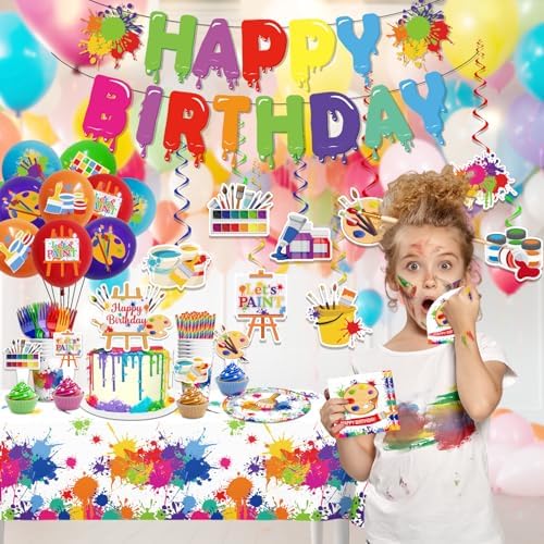 197pcs Paint Party Decorations for Kids and Art Lovers
