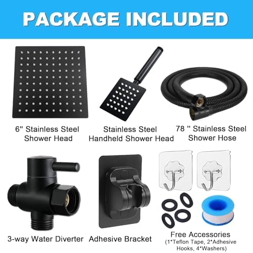 Wosaisius Matte Black Dual Shower Head Combo