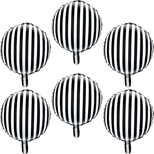 Gejoy 24 Piece 18 Inch Black White Striped Balloons for Halloween Birthday Party Decoration