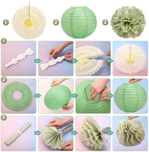 LIHAO Sage Green Party Decorations Kit