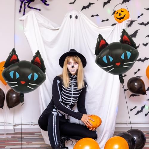 6-Pack 22 Inch Black Cat Shaped Balloons - Halloween Party Decorations