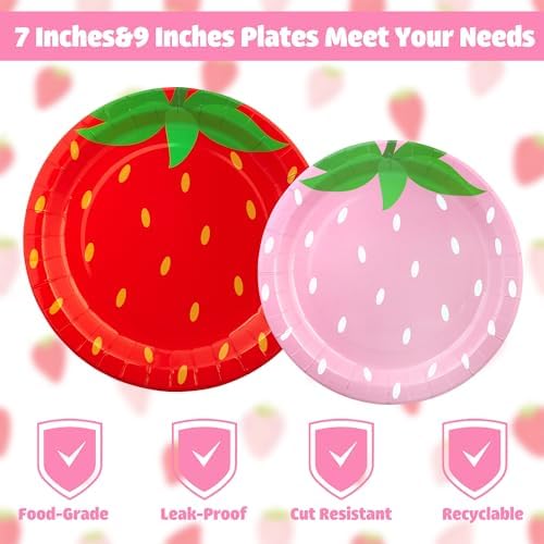 Augisteen Strawberry Party Tableware Set for 24 Guests