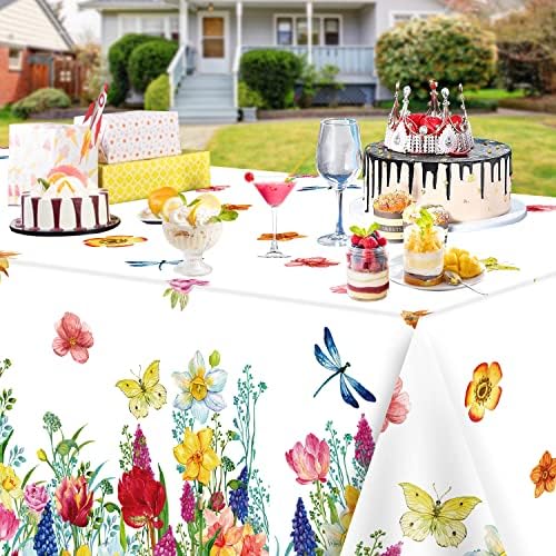 4 Pack Summer Floral Plastic Tablecloth for Parties and Picnics