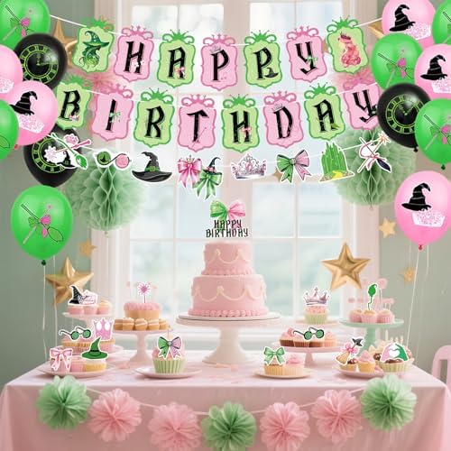 Witch Pink Green Party Decorations Set