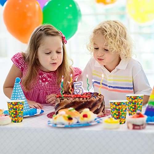 Cunhill 36 Pcs 9 Oz Party Paper Cups with Building Blocks Design